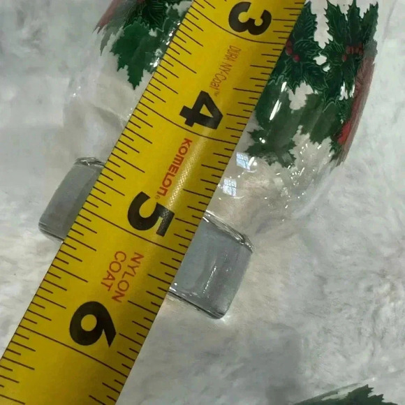 6 Vintage Libbey Christmas Holly Berry Wreath Garland Red Bow Glasses Gold Trim - Picture 13 of 15